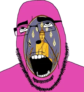 cobson, 1soyjak, ahegao, angry, arm, bald, buddha, bushy eyebrows, closed eyes, closed mouth