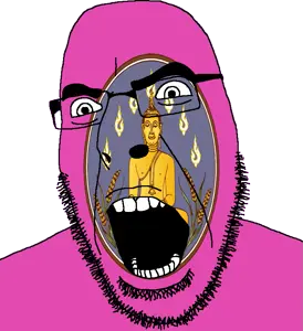 cobson, 1soyjak, angry, arm, bald, buddha, bushy eyebrows, closed eyes, closed mouth, ear