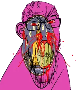 feraljak, feralrage, 1soyjak, angry, arm, bald, blood, bloodshot eyes, buddha, clenched teeth