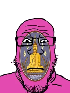markiplier soyjak, neutralplier, 1soyjak, arm, black eyes, buddha, closed eyes, closed mouth, ear, fire