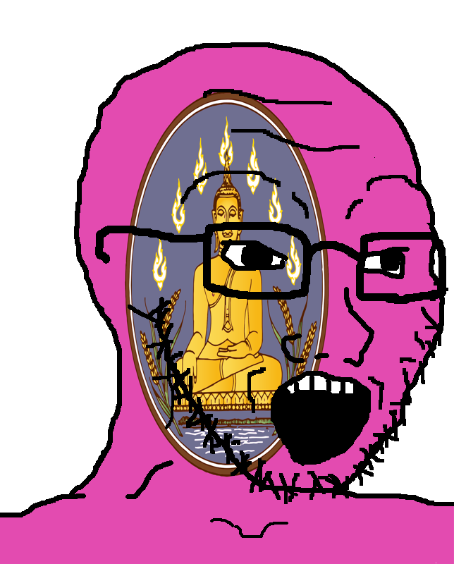 markiplier soyjak, neutralplier, 1soyjak, arm, black eyes, buddha, closed eyes, closed mouth, ear, fire