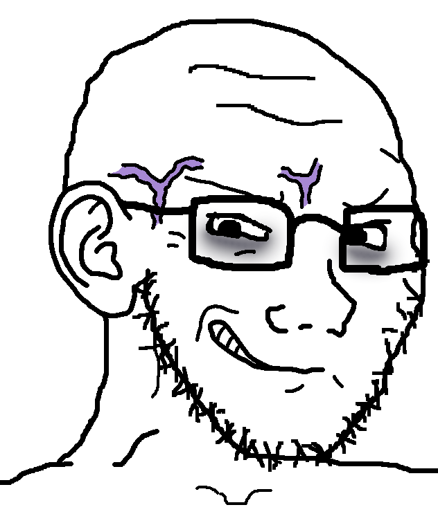 soyak, soyak (brooding), 1soyjak, bald, black eyes, ear, glasses, half open mouth, looking at you, nose