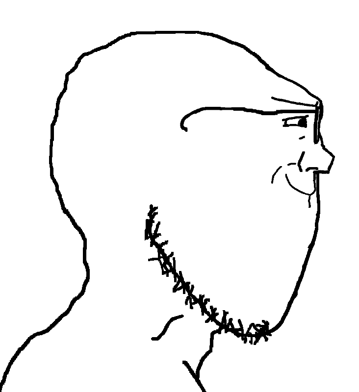 soyak, soyak (smug), it's based and christpilled, 1soyjak, bald, black eyes, black hair, closed mouth, glasses, hair