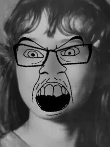 feraljak, angry, edit, eyebrows, glasses, hair, irl background, irl photo, looking at you, low quality