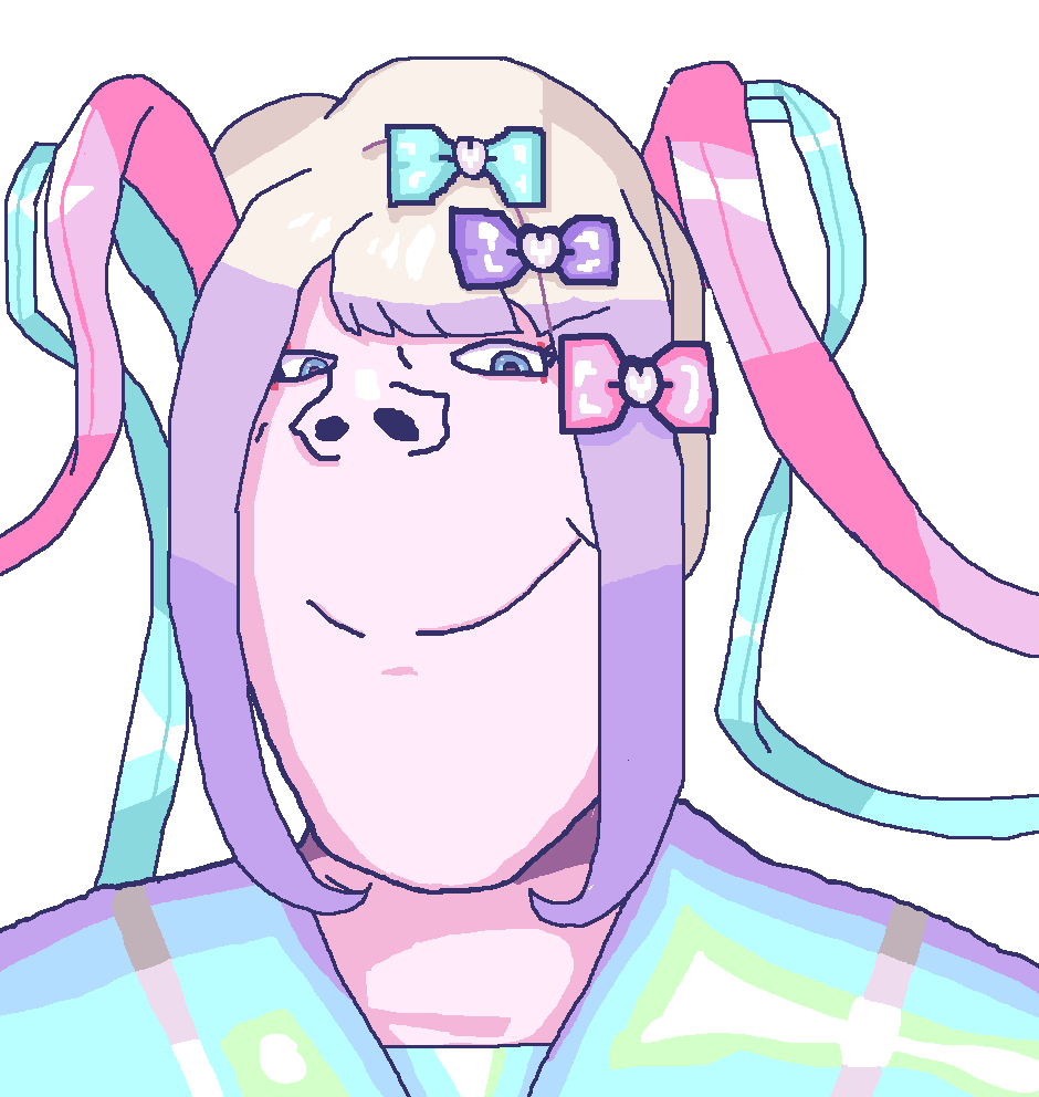 kangel, kangel (needy streamer overload), gapejak, female gapejak, femjak, 1soyjak, 6, blonde hair, blue eyes, blue hair