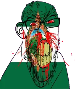 feraljak, feralrage, 1soyjak, angry, bald, blood, bloodshot eyes, clenched teeth, cloud, cracked teeth