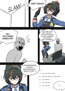 chud robot, soyak, unknown, anime, bald, black hair, browser, comic, computer, door