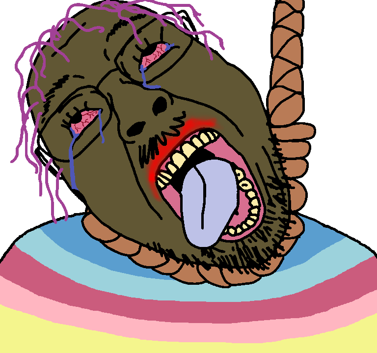 bernd, hanging troonjak, troonjak, ack, bloodshot eyes, brown skin, brown troonjak, flag, flag shirt, hair