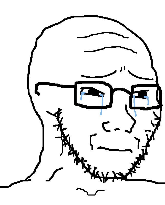 soyak, 1soyjak, bald, black eyes, closed mouth, crying, eyebrows, forehead lines, glasses, grief