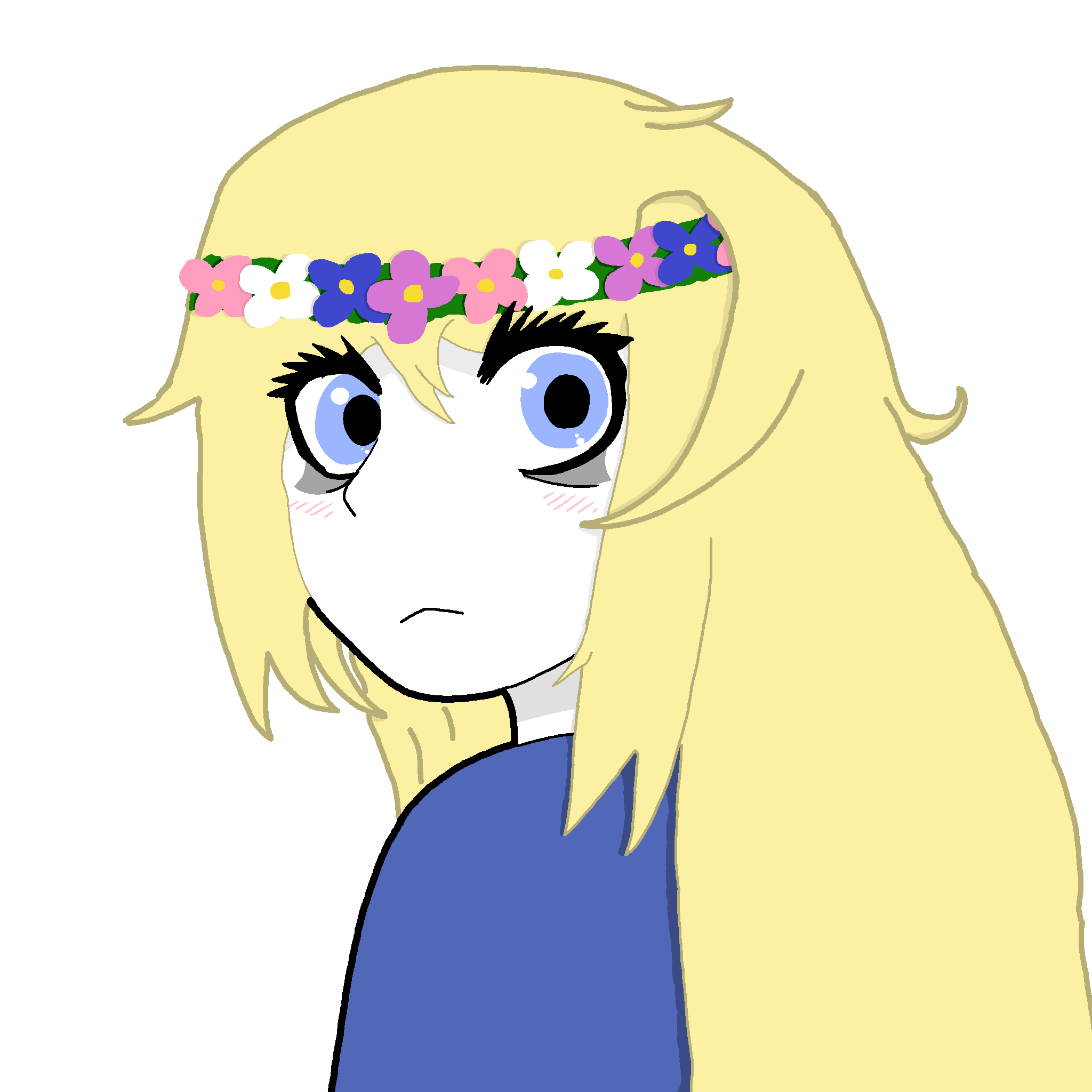 zwedon, protan, soytan, femjak, 1soyjak, a10 eyes, back view, blonde hair, blue eyes, closed mouth
