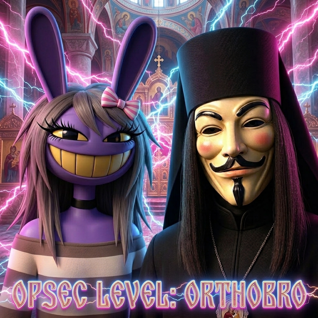 jax (the amazing digital circus), opsec demon, opsec level, anonymous, christianity, christpilled, eastern orthodox, its too christpilled, michael orthodox, opsec