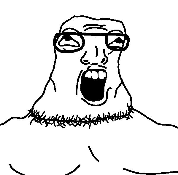 lactoriajak, improved lactoria, remastered soyjaks, 1soyjak, bald, black eyes, crooked teeth, dumb, fat, forehead lines