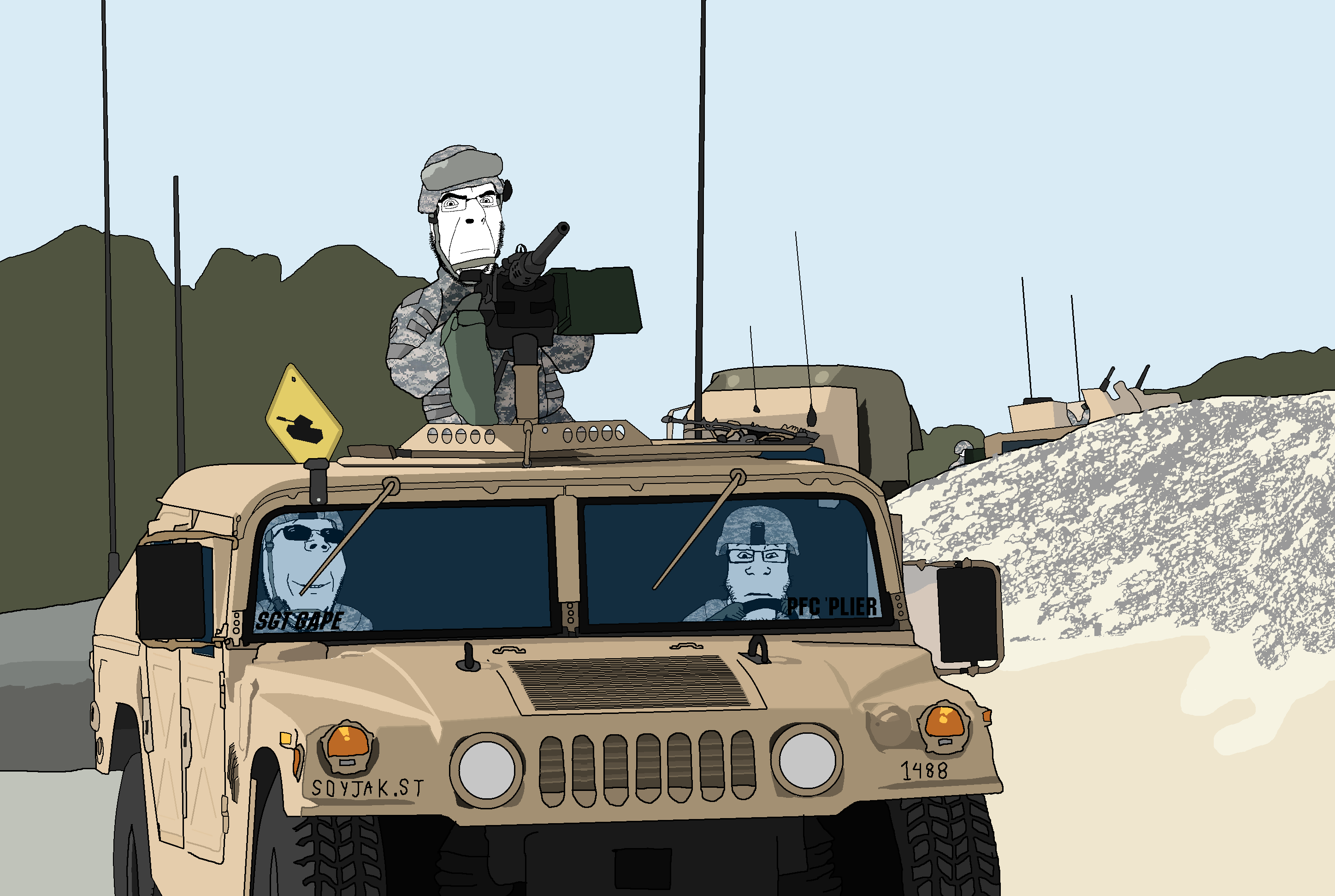 cobson, gapejak, markiplier soyjak, neutralplier, wholesome soyjak, 1488, 3soyjaks, advanced combat helmet, army, bald