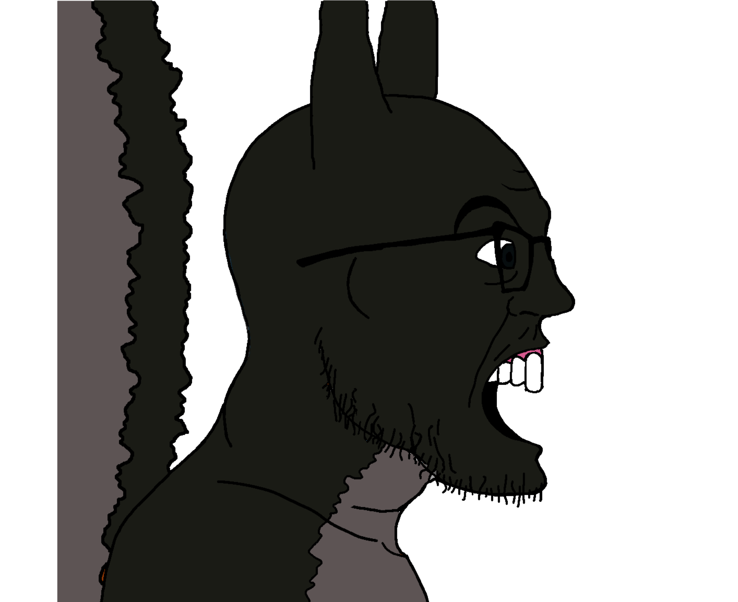 feraljak, feralsquirrel, squirreljak, 1soyjak, angry, animal, bald, black eyes, black skin, black squirrel