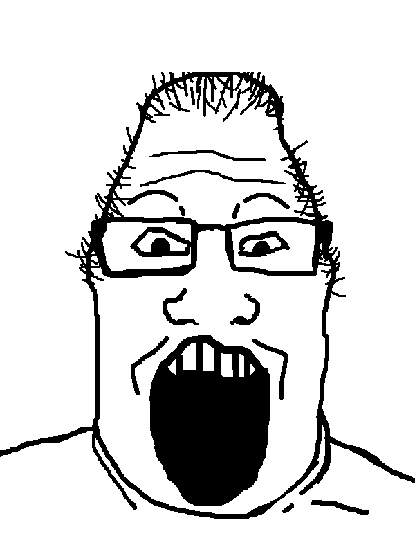 markiplier soyjak, flipjak, flipjaks, 1soyjak, black hair, eyebrows, flipped, forehead lines, front view, glasses
