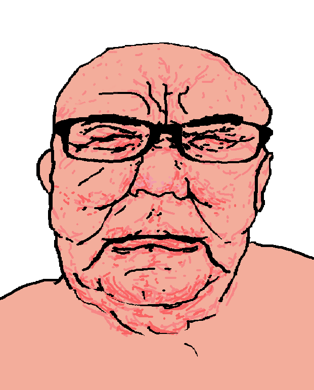 clarksoy, 1soyjak, bald, closed eyes, connor, front view, glasses, half closed eyes, half open mouth, looking at you