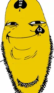 cobson, hornyson, closed mouth, horny, queen of spades, smile, soyjak, spade, stubble, tattoo