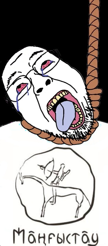 bernd, hanging troonjak, troonjak, 1soyjak, ack, bald, black eyes, bloodshot eyes, crying, flag
