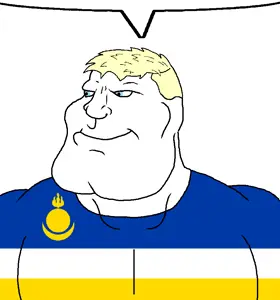 meximutt, mexiaryan, 1soyjak, blonde hair, blue eyes, buff, closed mouth, hair, mongolia, no beard