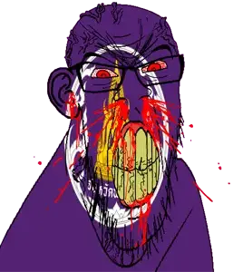 feraljak, feralrage, 1soyjak, angry, bald, blood, bloodshot eyes, buddha, buddhism, clenched teeth
