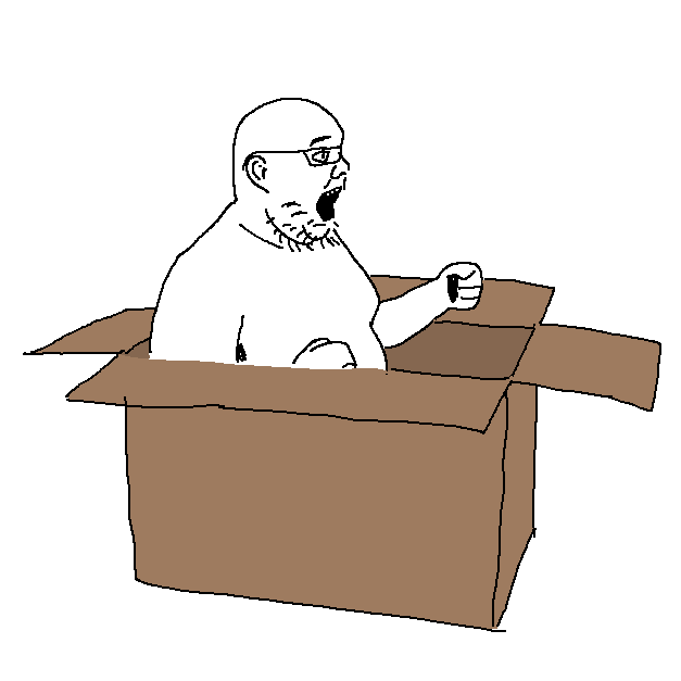 boxjak, 1soyjak, bald, chin, double chin, fat, full body, glasses, looking to the right, moobs