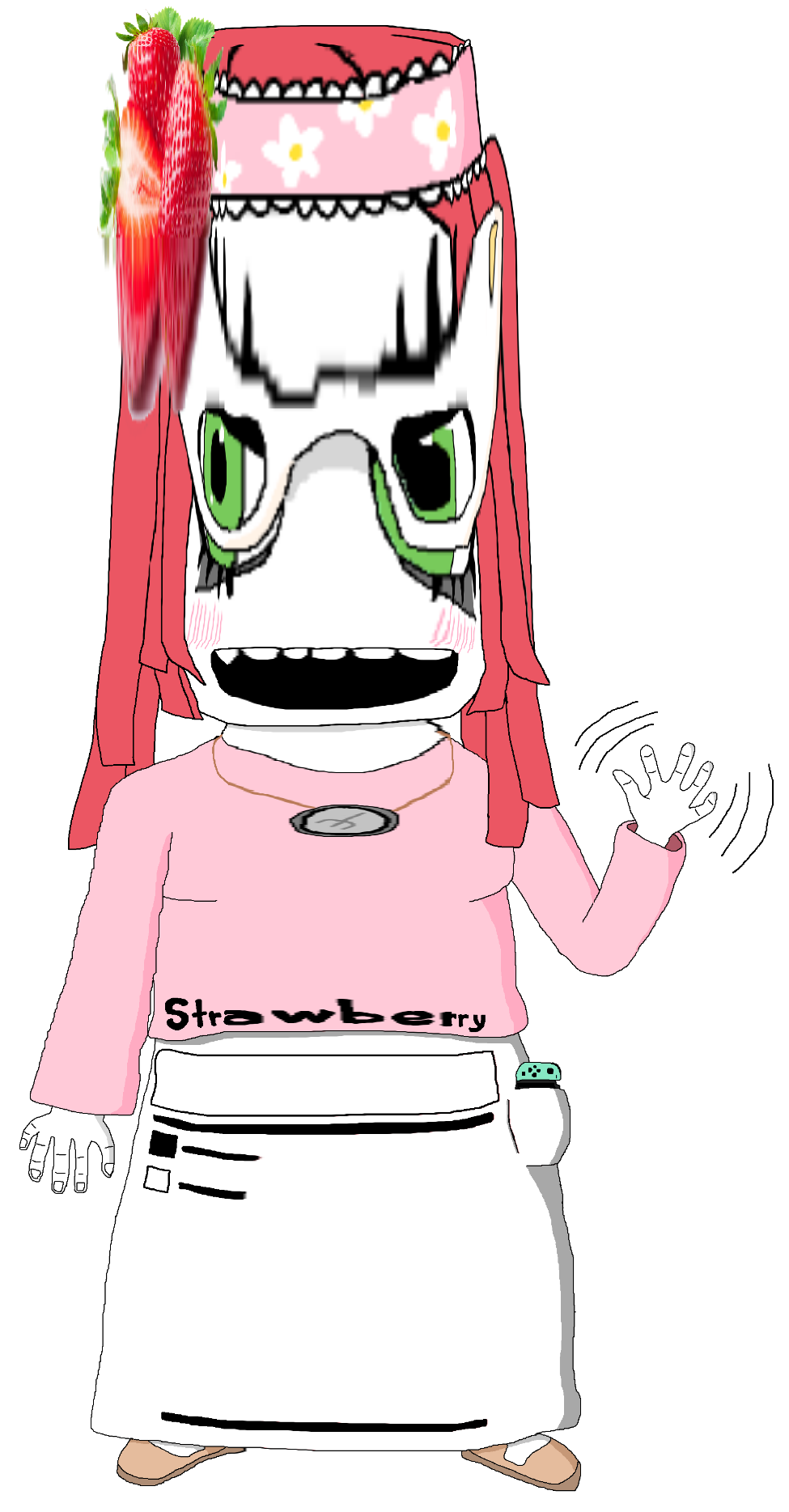 pudding, soytan, strawberrytan, distorted, drink, food, front view, fruit, full body, glasses