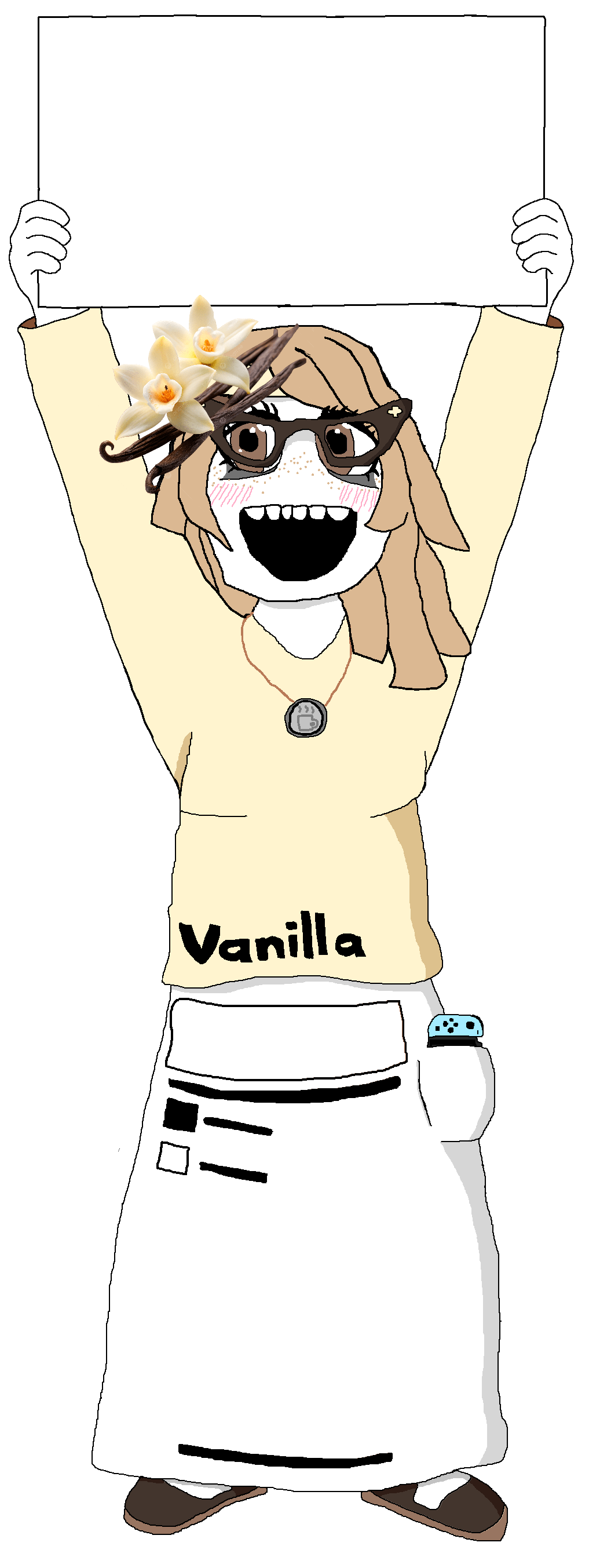 soytan, vanillatan, 1soytan, flower, hair, holding object, holding sign, long hair, looking at you, nintendo