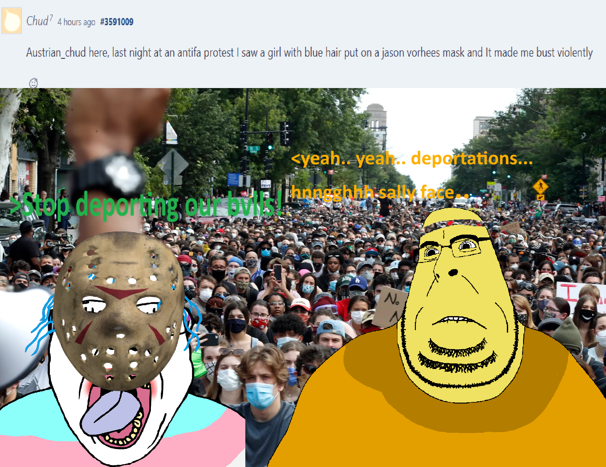 bernd, cobson, blobson, hornyson, troonjak, blue hair, chin, crowd, double chin, fat