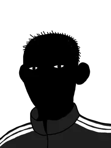 kuzjak, bald, black skin, closed mouth, front view, half body, nigger, no beard, no glasses, open eyes