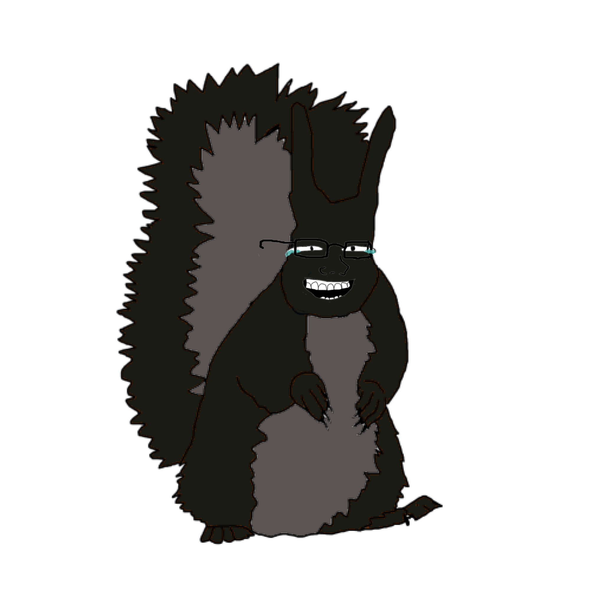 feraljak, soyak, feralsquirrel, squirreljak, 1soyjak, animal, black eyes, black skin, black squirrel, fat