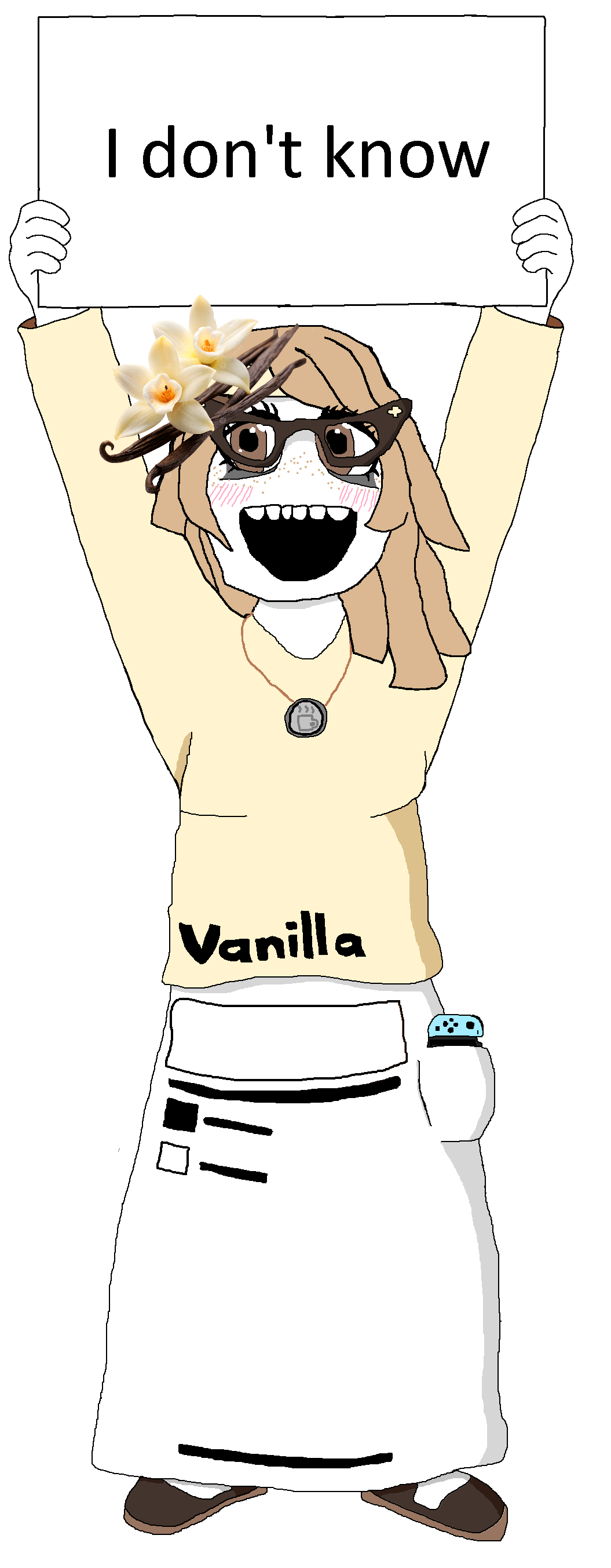 soytan, vanillatan, 1soytan, flower, hair, holding object, holding sign, i don't know, long hair, looking at you