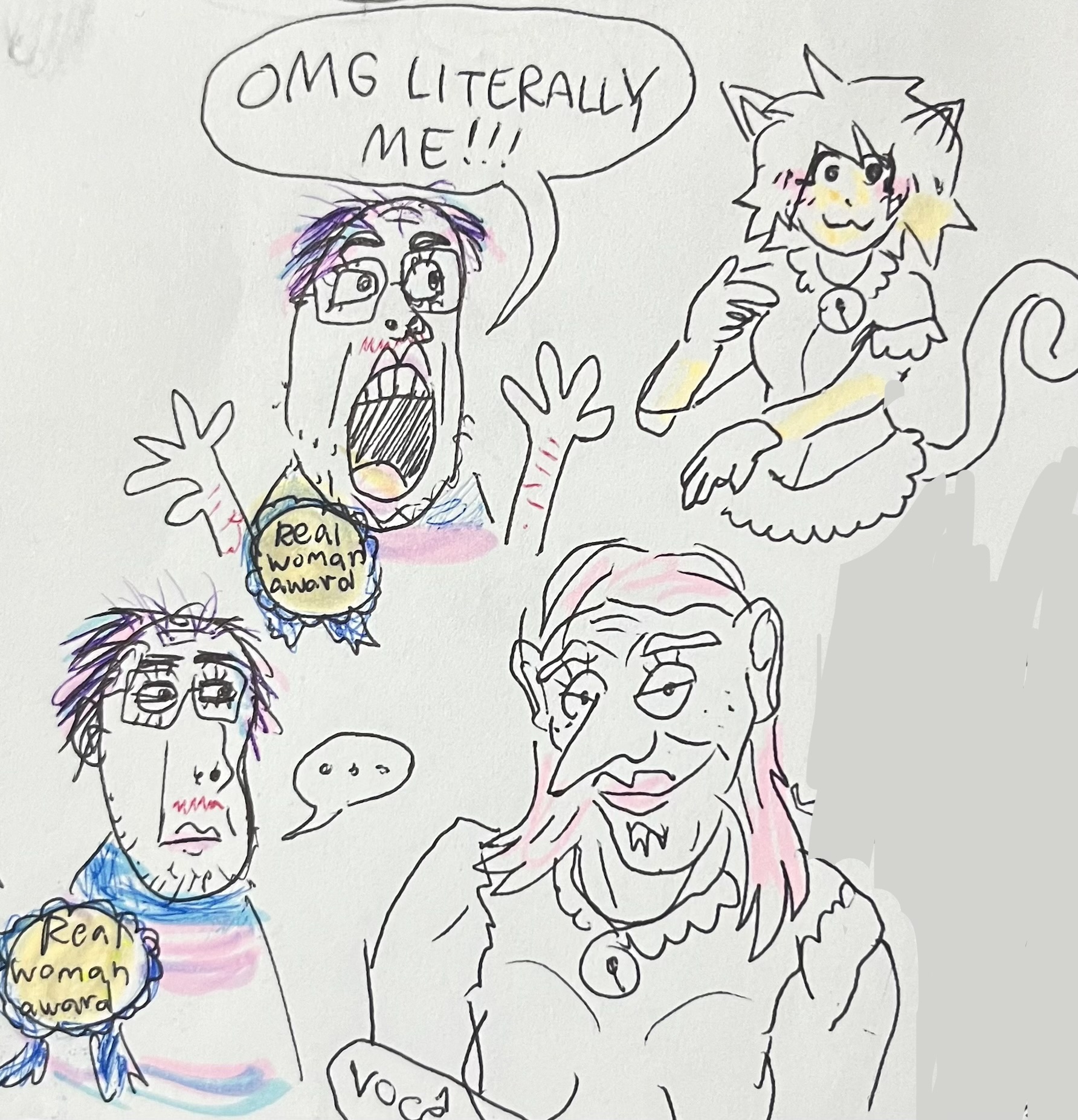 bernd, troonjak, 1soyjak, anime, anime girl, award, cat ears, catgirl, closed mouth, drawn background
