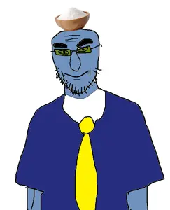 smijak, fun sized namefags, 1soyjak, bald, blue skin, closed mouth, clothes, front view, glasses, half body