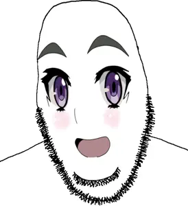cobson, anime, chaika, open mouth, purple eyes, soyjak, stubble