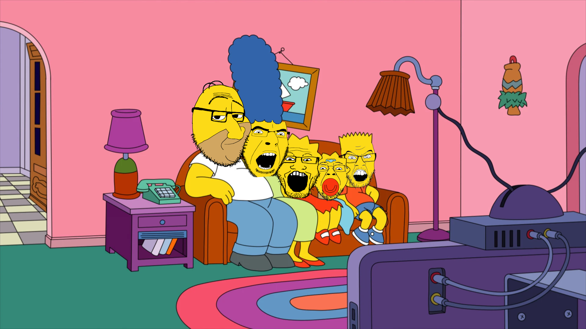 bart simpson, homer simpson, lisa simpson, maggie simpson, marge simpson, bernd, cobson, feraljak, markiplier soyjak, smugjak