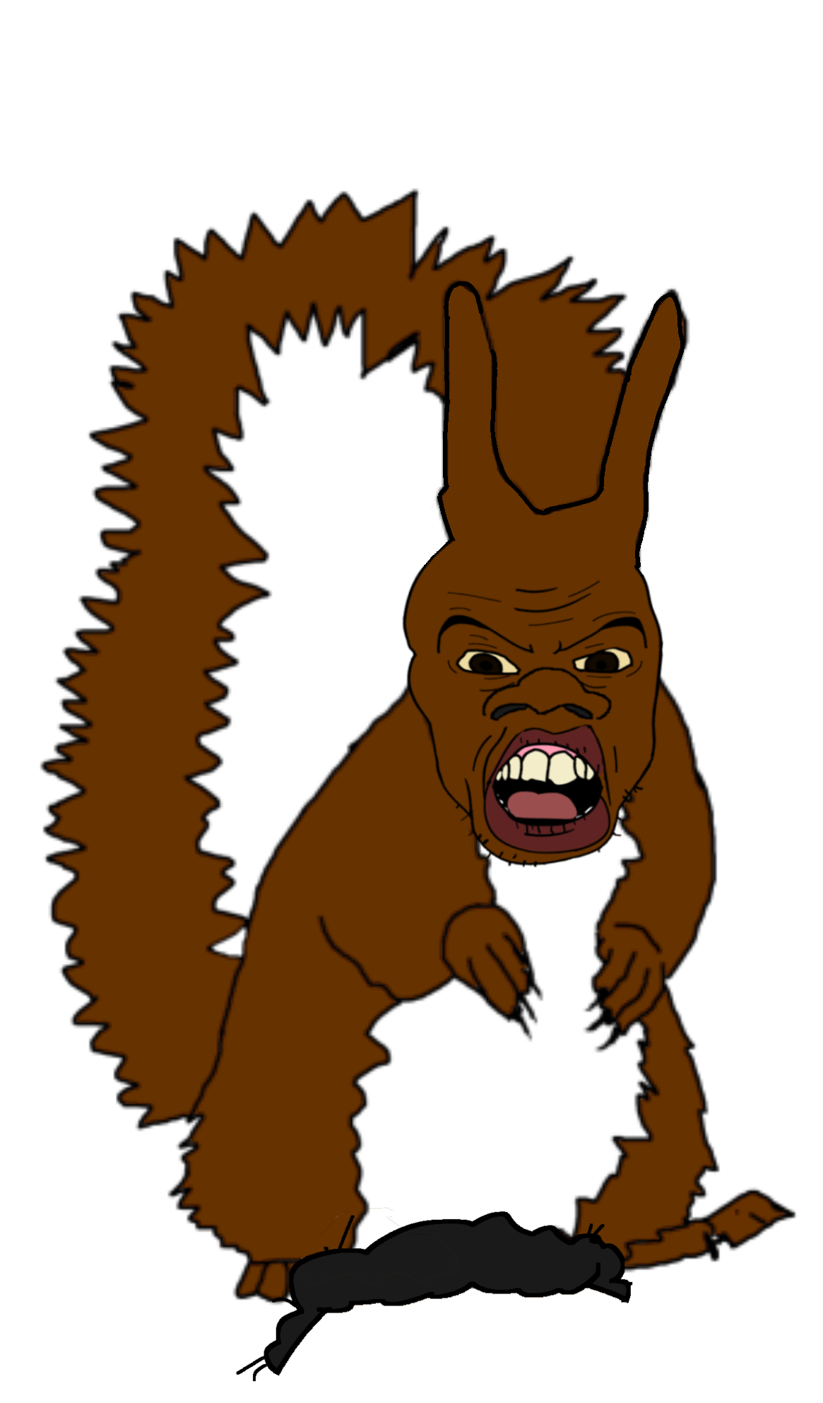 feraljak, feralnigger, feralsquirrel, squirreljak, fusionjaks, 1soyjak, angry, animal, big nose, brown eyes