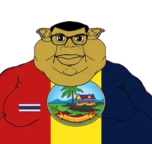 brandon, branigger, 1soyjak, brown skin, building, closed mouth, ear, fat, flag, glasses