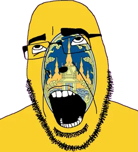 cobson, 1soyjak, ahegao, angry, bald, bueng phalan chai, building, bushy eyebrows, city pillar, flag