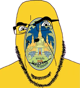 cobson, 1soyjak, bald, bueng phalan chai, building, bushy eyebrows, city pillar, flag, glasses, hair