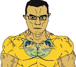 chudjak, chudjak front, muscular chud, 1soyjak, arm, brown eyes, brown skin, bueng phalan chai, buff, building
