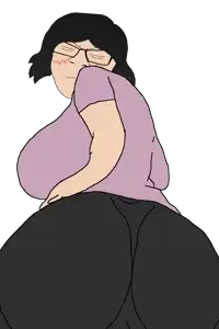 feraljak, female feraljak, femjak, back view, big breasts, big butt, black hair, blush, blush lines, breasts