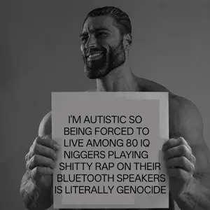 gigachad, autism, beard, black hair, fact, gigger, gray background, gray eyes, gray skin, hair