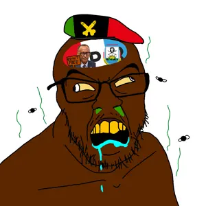 feraljak, angry, animal, bald, beret, boogers, brown skin, bug, bugs, cross eyed