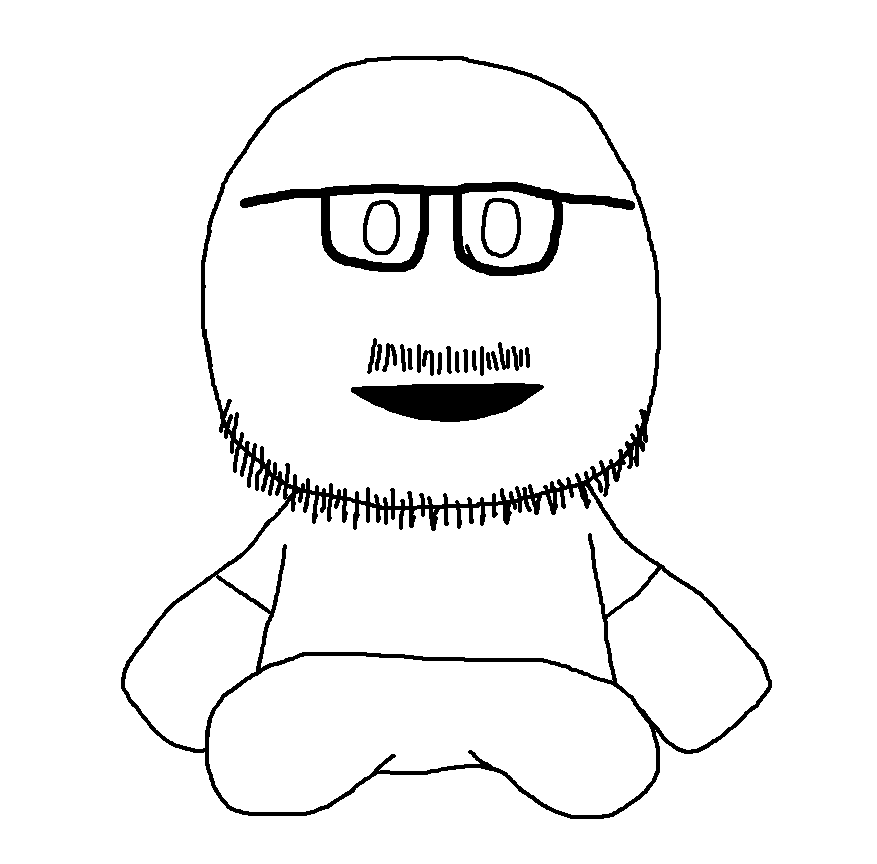 two time, soyjaks?, soyjak plushies, 1soyjak, bald, front view, full body, glasses, looking at you, makeship