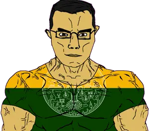 chudjak, chudjak front, muscular chud, 1soyjak, arm, brown eyes, brown skin, buddha, buddhism, buff