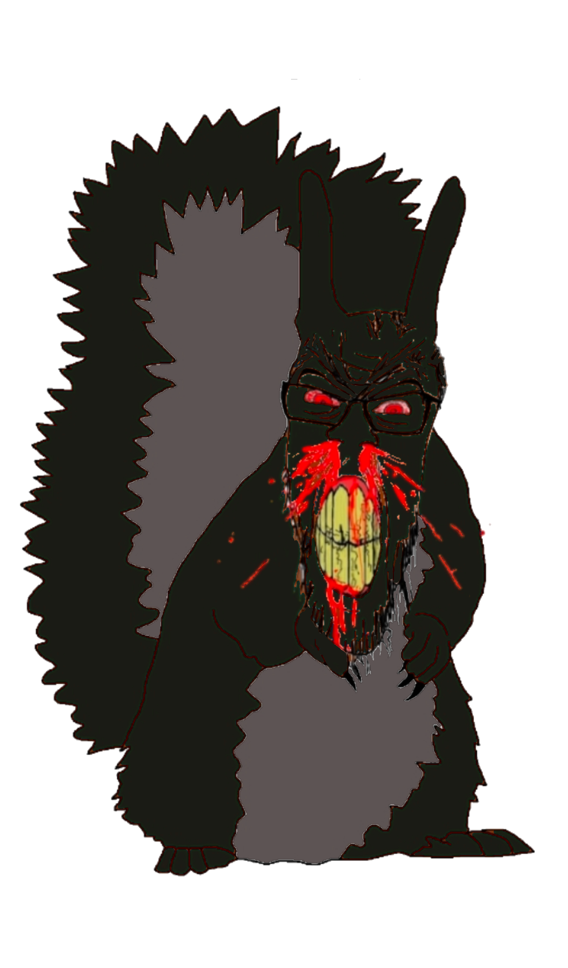 feraljak, feralrage, feralsquirrel, squirreljak, 1soyjak, angry, animal, black skin, black squirrel, blood