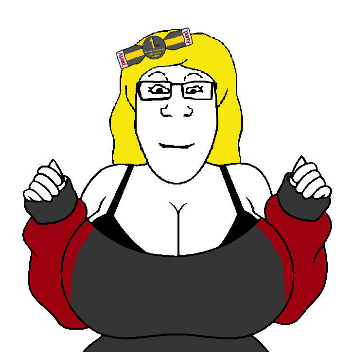 kate hikes, markiplier soyjak, female markiplier, neutralplier, bra straps, femjak, foidjaks, 1soyjak, big breasts, black eyes