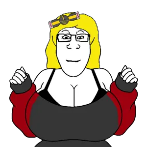 kate hikes, markiplier soyjak, female markiplier, neutralplier, bra straps, femjak, foidjaks, 1soyjak, big breasts, black eyes