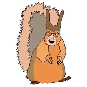 feraljak, feralsquirrel, squirreljak, 1soyjak, angry, animal, brown eyes, fat, front view, full body