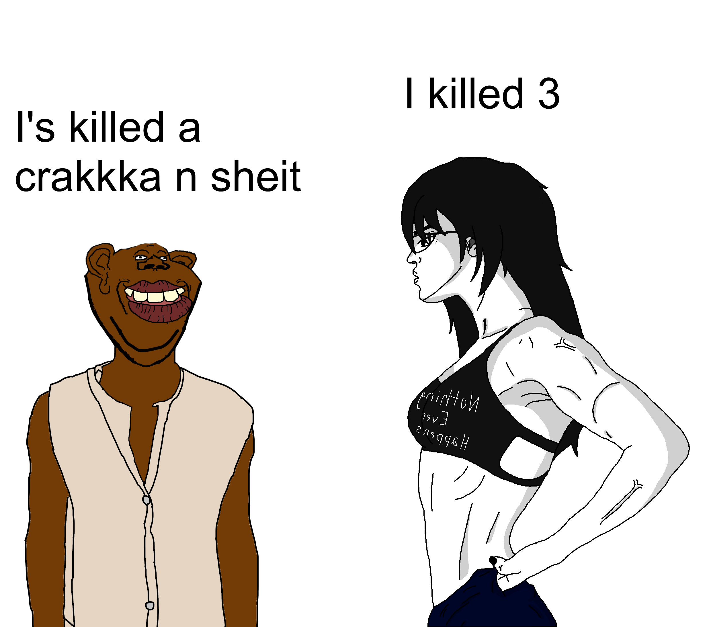 chudjak, impish soyak ears, female chudjak, impish tyrone, 2soyjaks, black hair, brown skin, buff, hair, karmelo anthony
